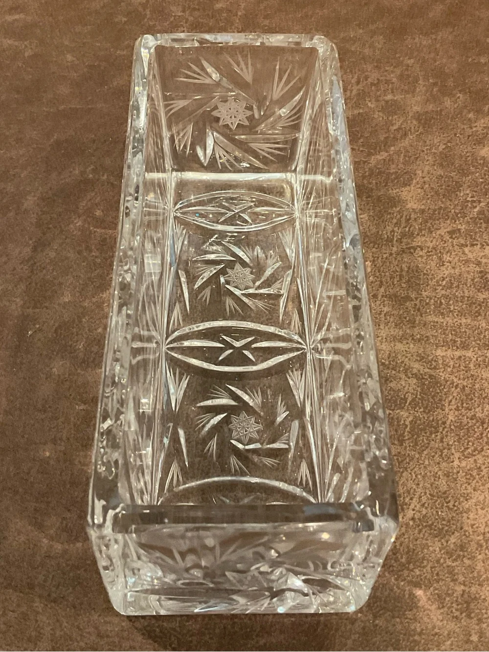 Vintage Crystal Glass Butter Dish with Pinwheel Design